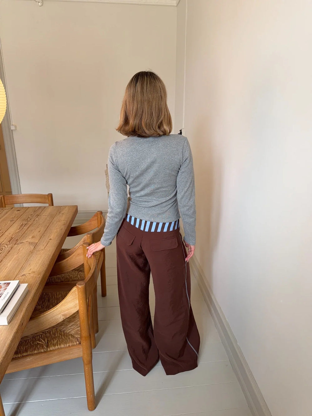 Polly pants med striber - Brown/blue