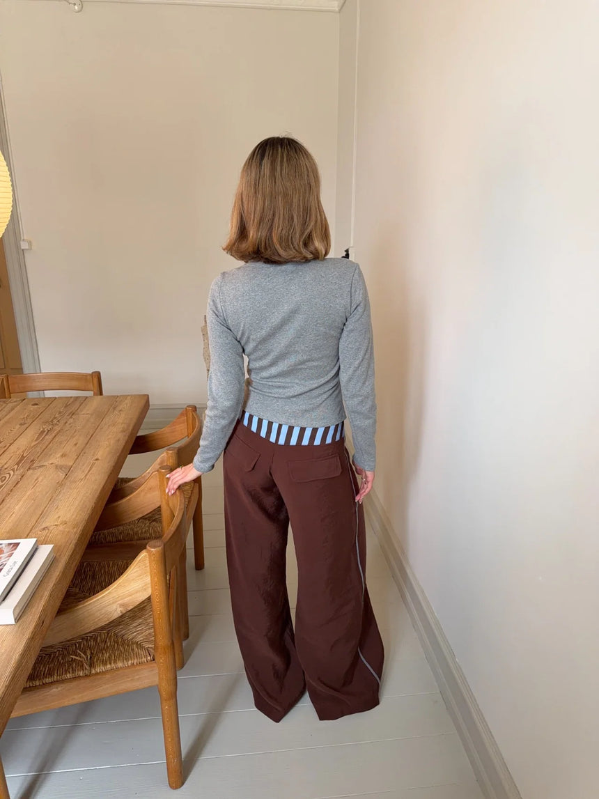 Polly pants med striber - Brown/blue