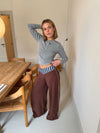 Polly pants med striber - Brown/blue