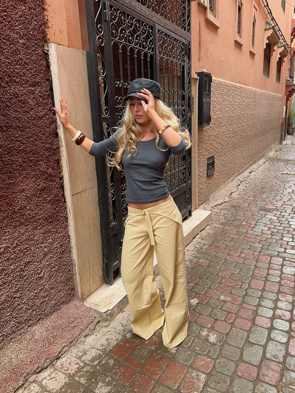 Fillina jeans with belt - Yellow