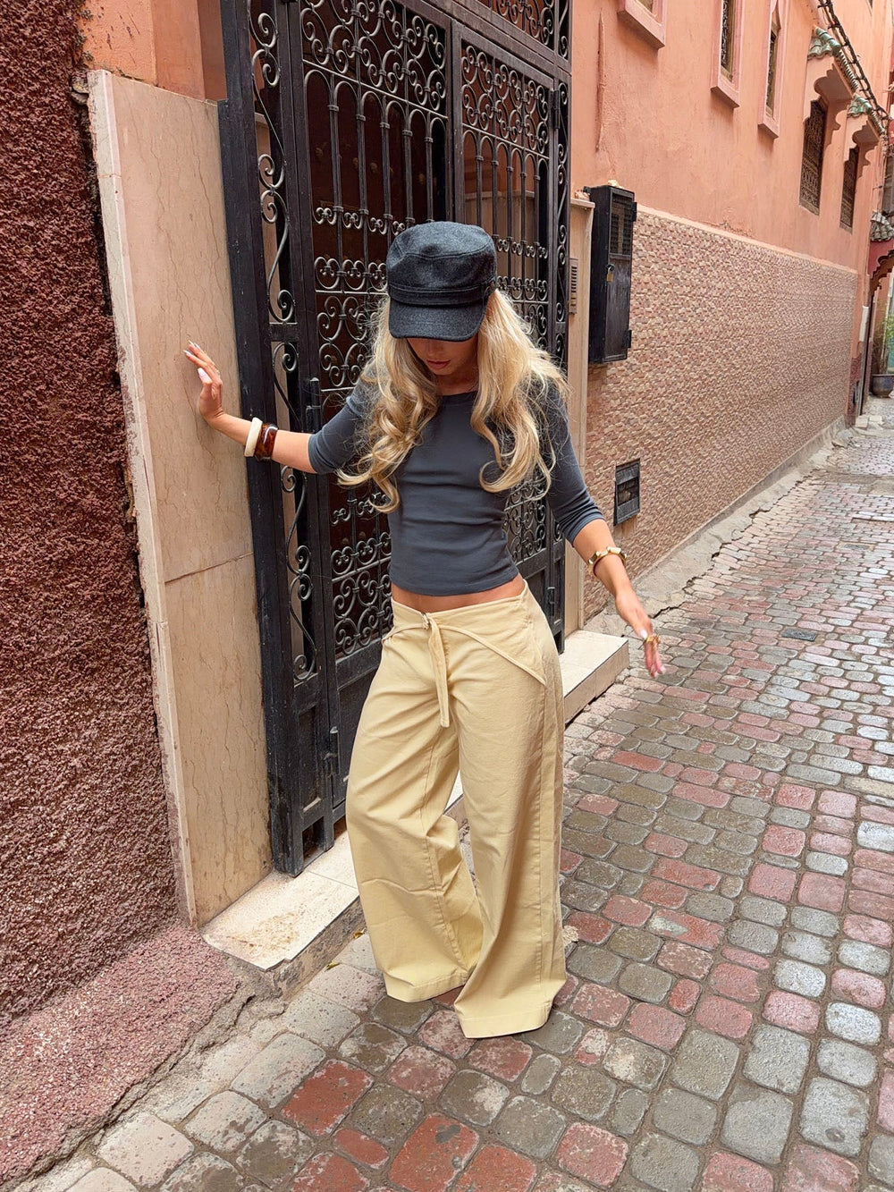 Fillina jeans with belt - Yellow