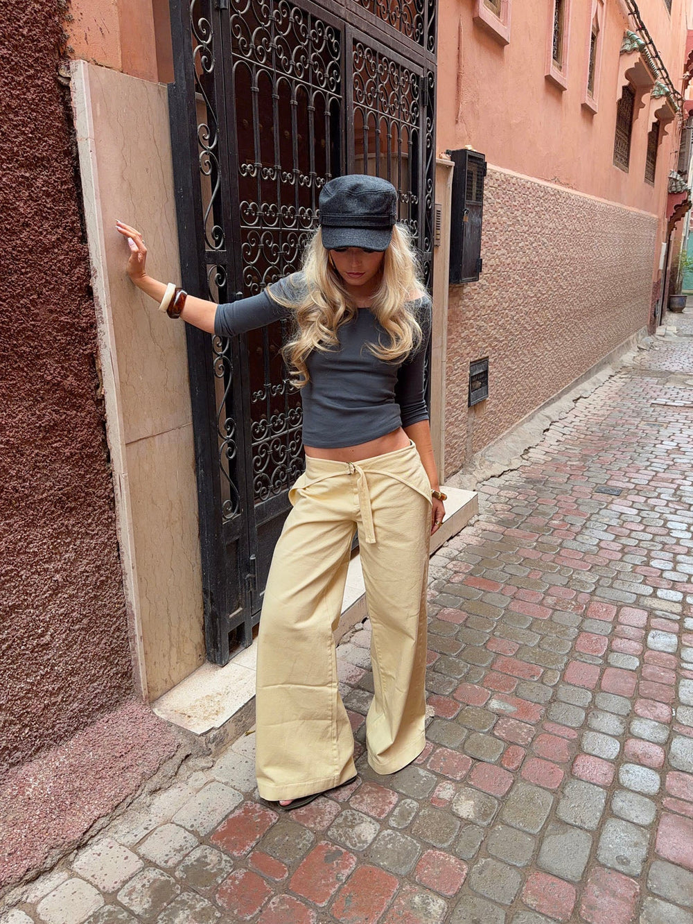 Fillina jeans with belt - Yellow