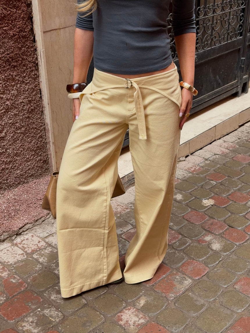 Fillina jeans with belt - Yellow