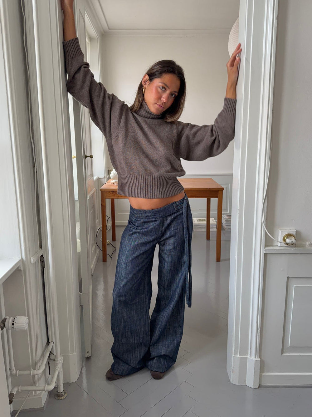 Karol pants with belt – Dark blue