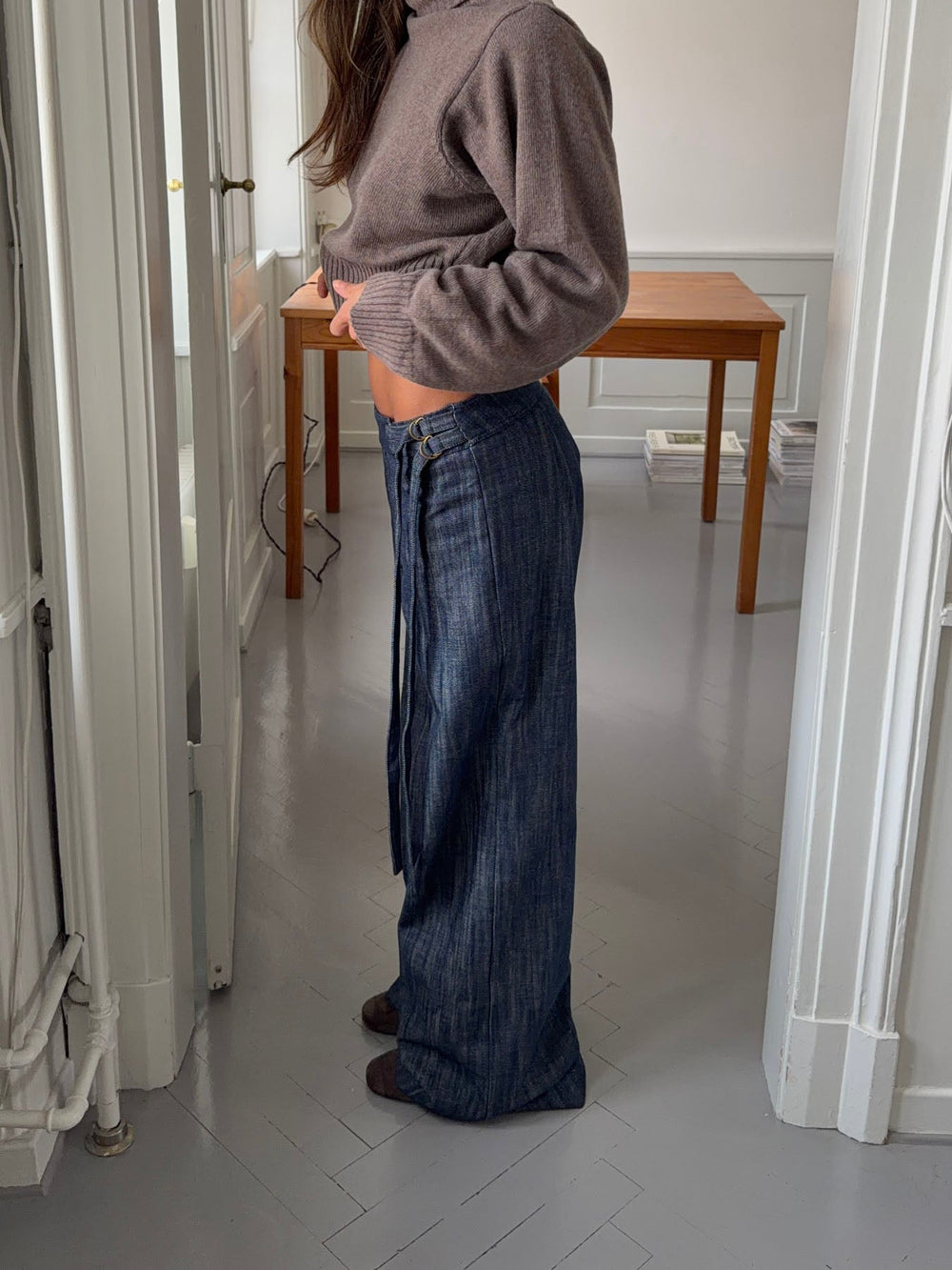 Karol pants with belt – Dark blue