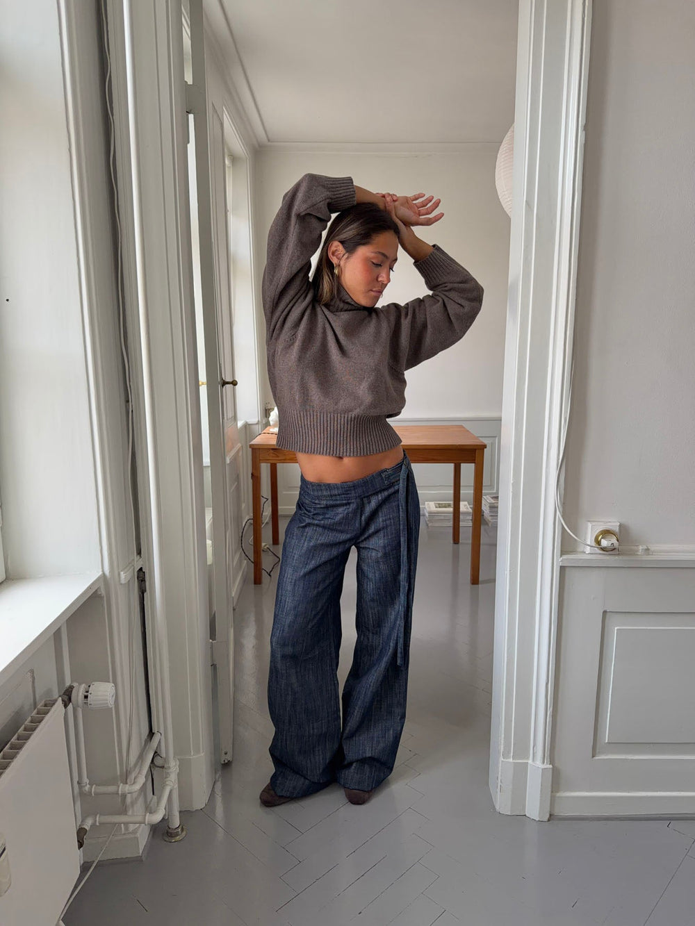 Karol pants with belt – Dark blue