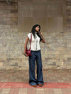 Karol pants with belt – Dark blue