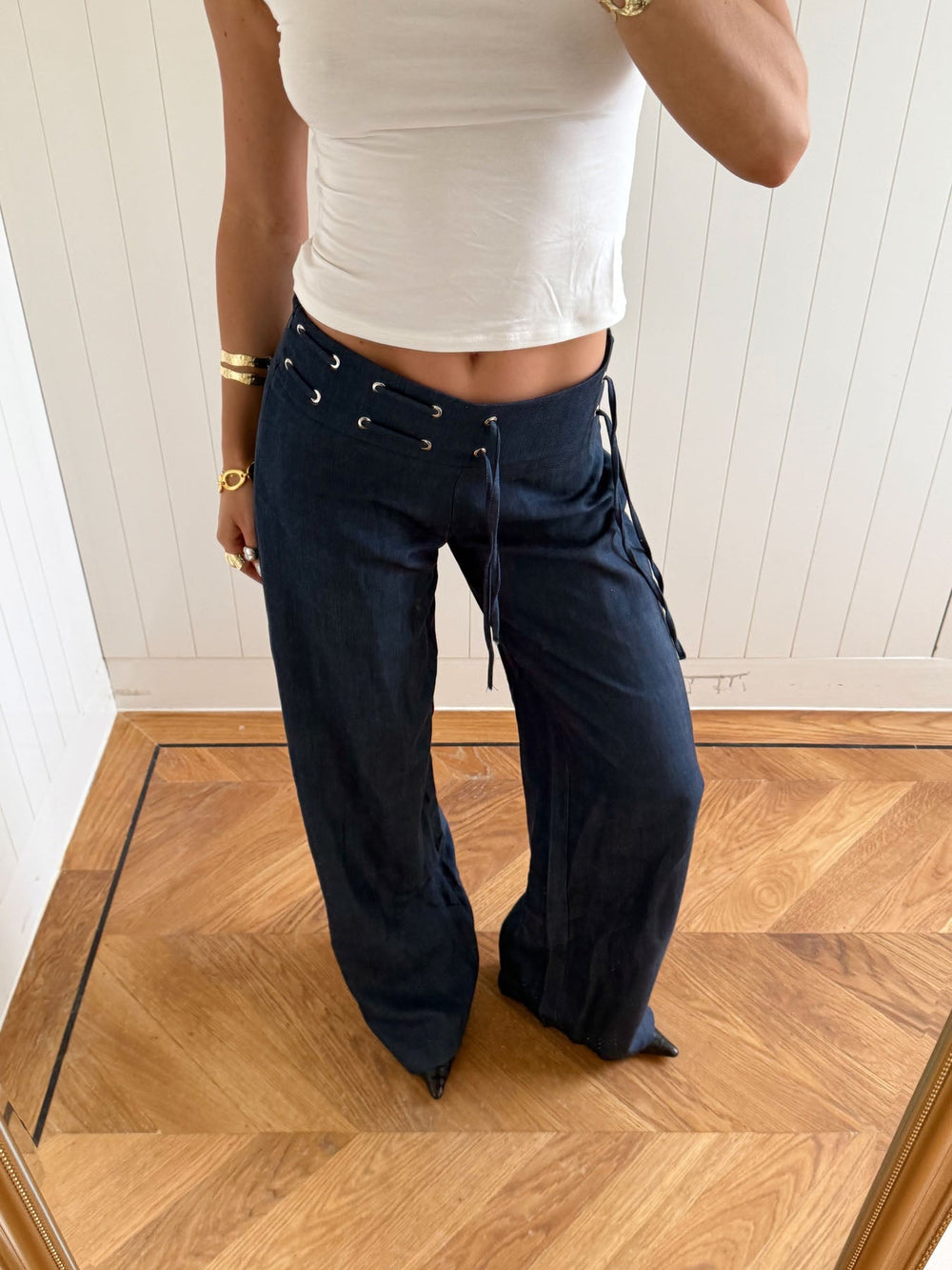 Scandivv trousers with drawstring – Navy