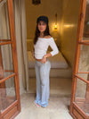 Binda pants with lace drawstrings - Grey/white