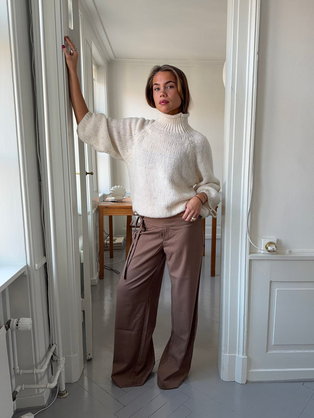 Buka pants with tie detail - Brown
