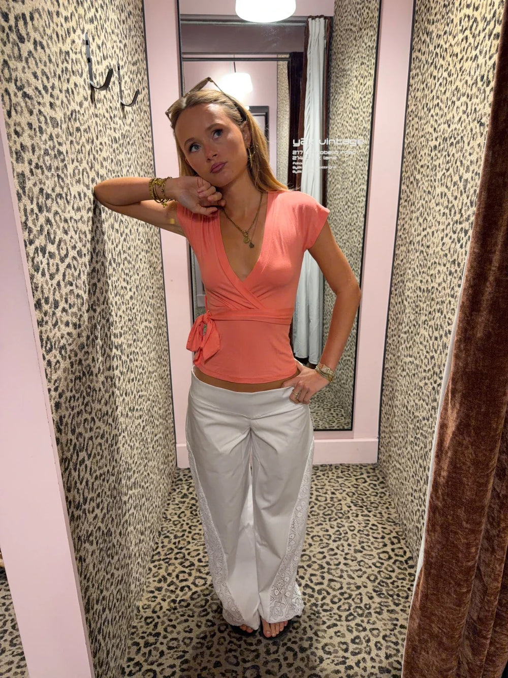 Malin Tomkins pants with lace - White