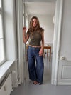 Lolita pants with embroidered flowers  – Blue/White