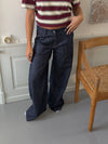 Astrid pants with details - Navy/red