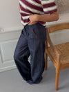 Astrid pants with details - Navy/red
