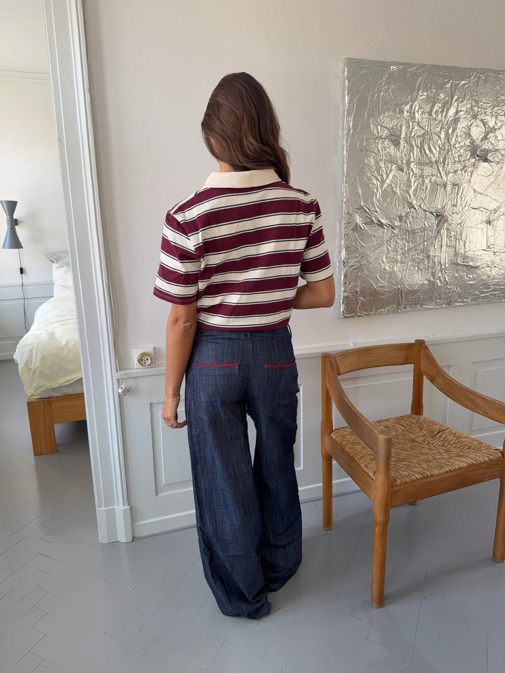 Astrid pants with details - Navy/red