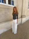 Tula trousers with pleat detail and buttons – White