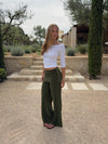 Tula trousers with fold detail and buttons – Khaki