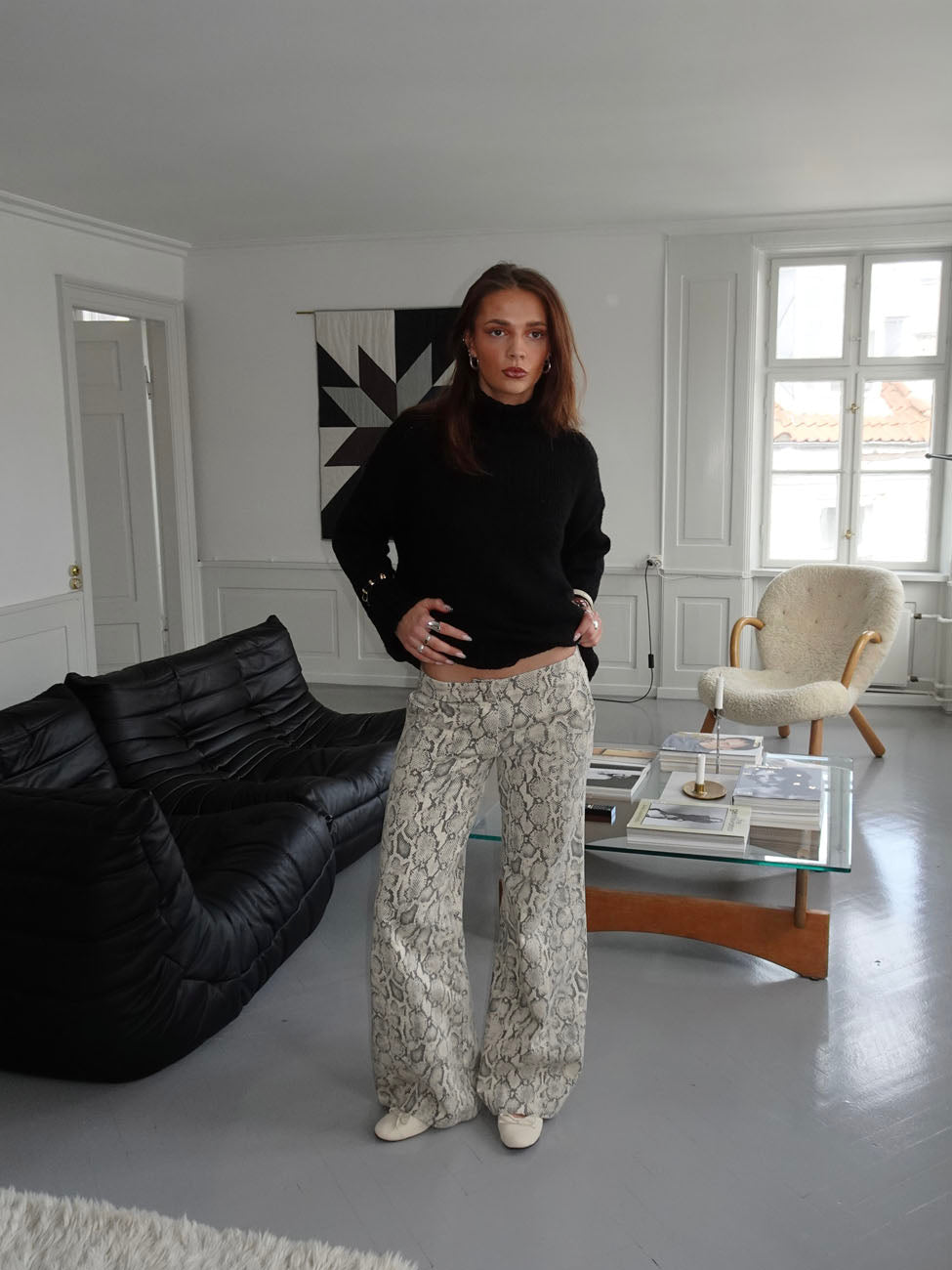 Berline trousers with snake print – Beige/grey