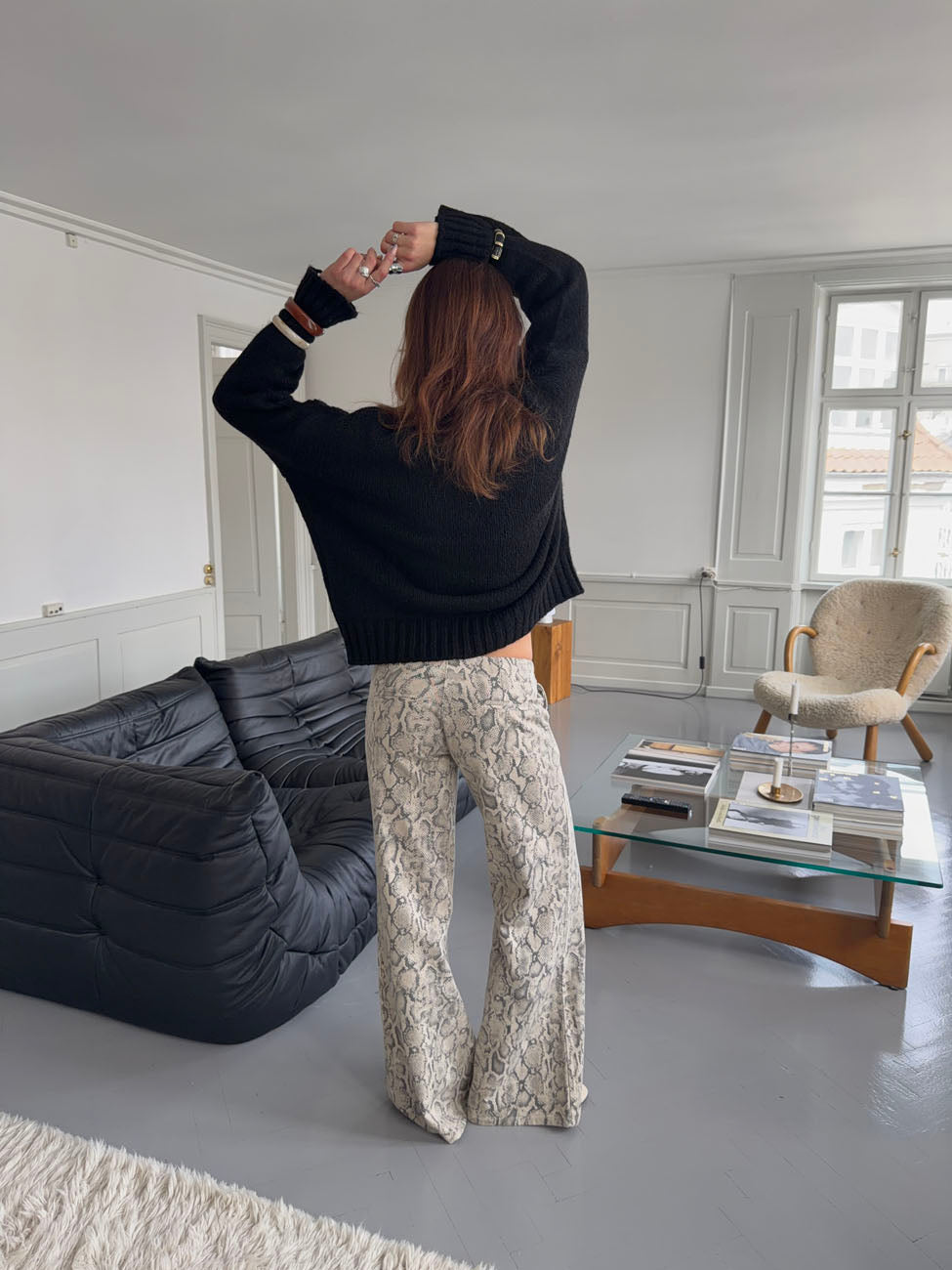 Berline trousers with snake print – Beige/grey