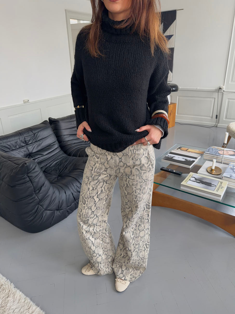 Berline trousers with snake print – Beige/grey