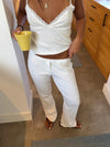 Soliana pyjamas pants with flowers – White