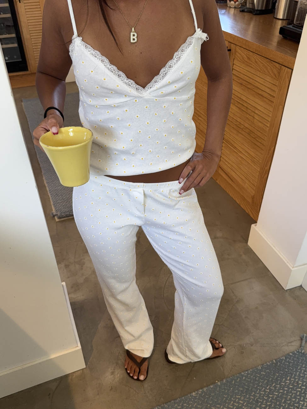 Soliana pyjamas pants with flowers – White