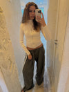 Samantha pants with striped details – Khaki