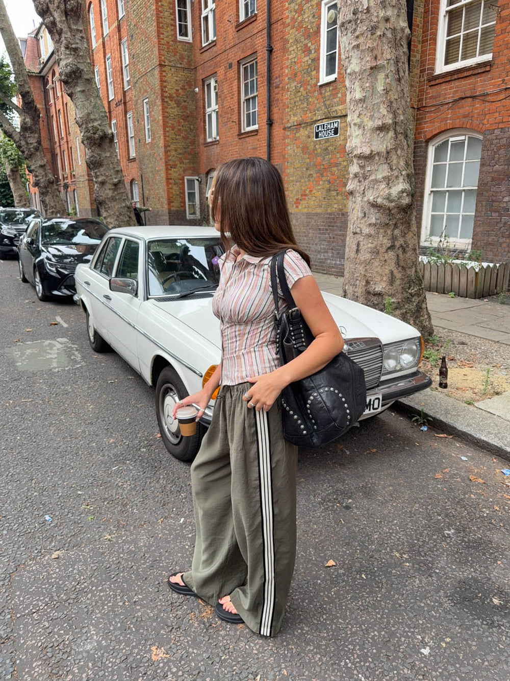 Samantha pants with striped details – Khaki