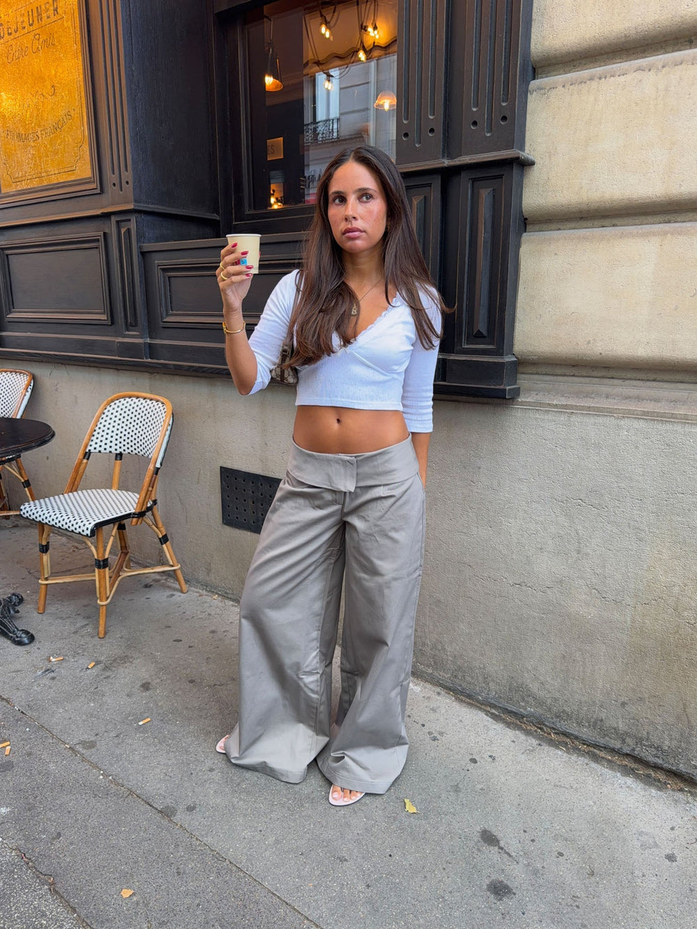 Bello pants  with fold - Light grey