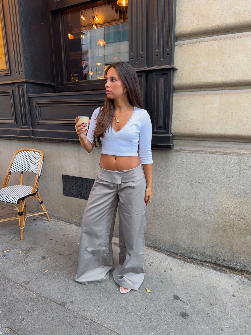 Bello pants  with fold - Light grey