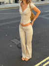 Malin Tomkins pants in gingham - Beige/hvid