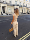 Malin Tomkins pants in gingham - Beige/hvid