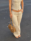 Malin Tomkins pants in gingham - Beige/hvid