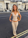 Malin Tomkins pants in gingham - Beige/hvid
