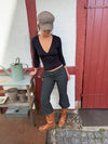 Kayana capri pants with stripes - Dark grey