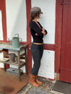 Kayana capri pants with stripes - Dark grey