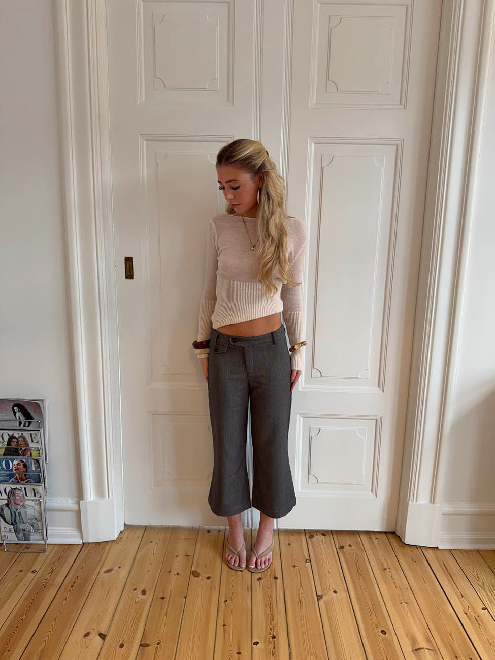 Taratina capri pants with details – Grey