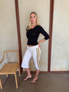 Tazzina capris with stripes - White/yellow/black