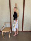 Tazzina capris with stripes - White/yellow/black