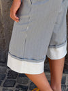 Nanna capri shorts with stripes - White/blue