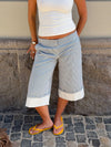 Nanna capri shorts with stripes - White/blue