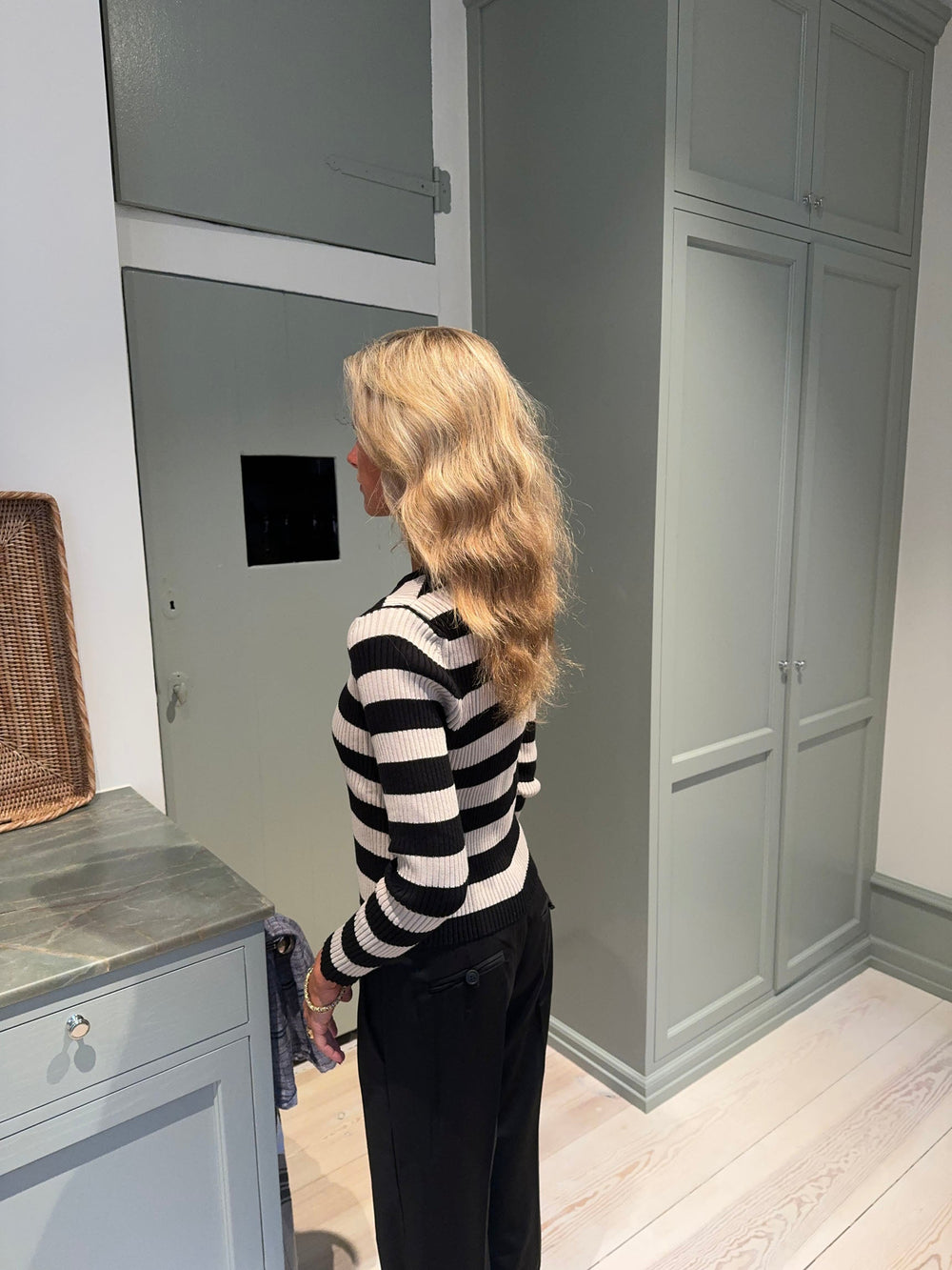 Layla striped cardigan - black/beige