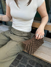 Crocheted clutch – Brown