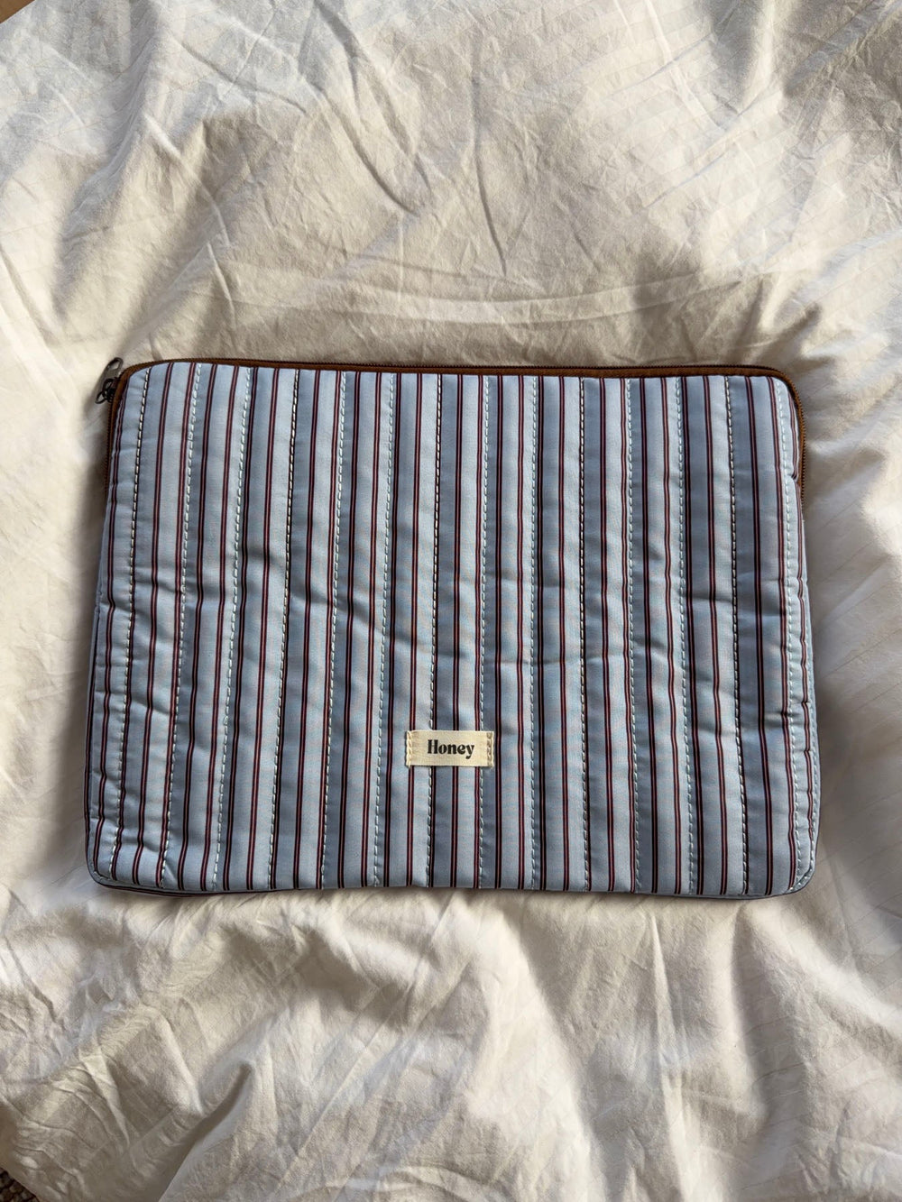 Honey computer sleeve with stripes - Blue/brown