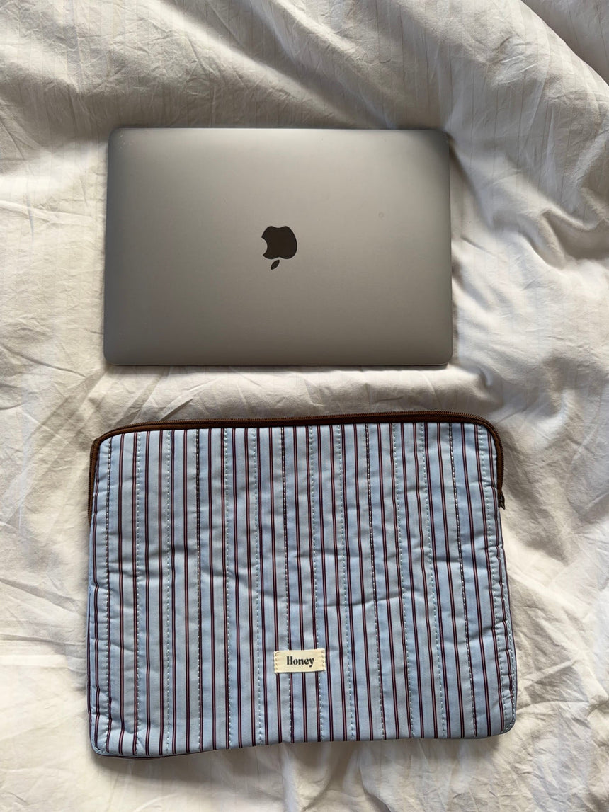Honey computer sleeve with stripes - Blue/brown