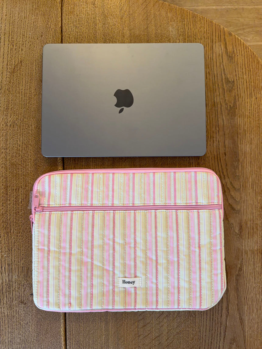 Honey computer sleeve - Pink med lyse gule striber
