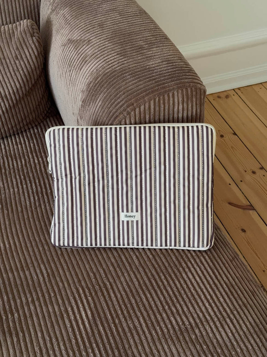 Honey computer sleeve with stripes - Beige/brown