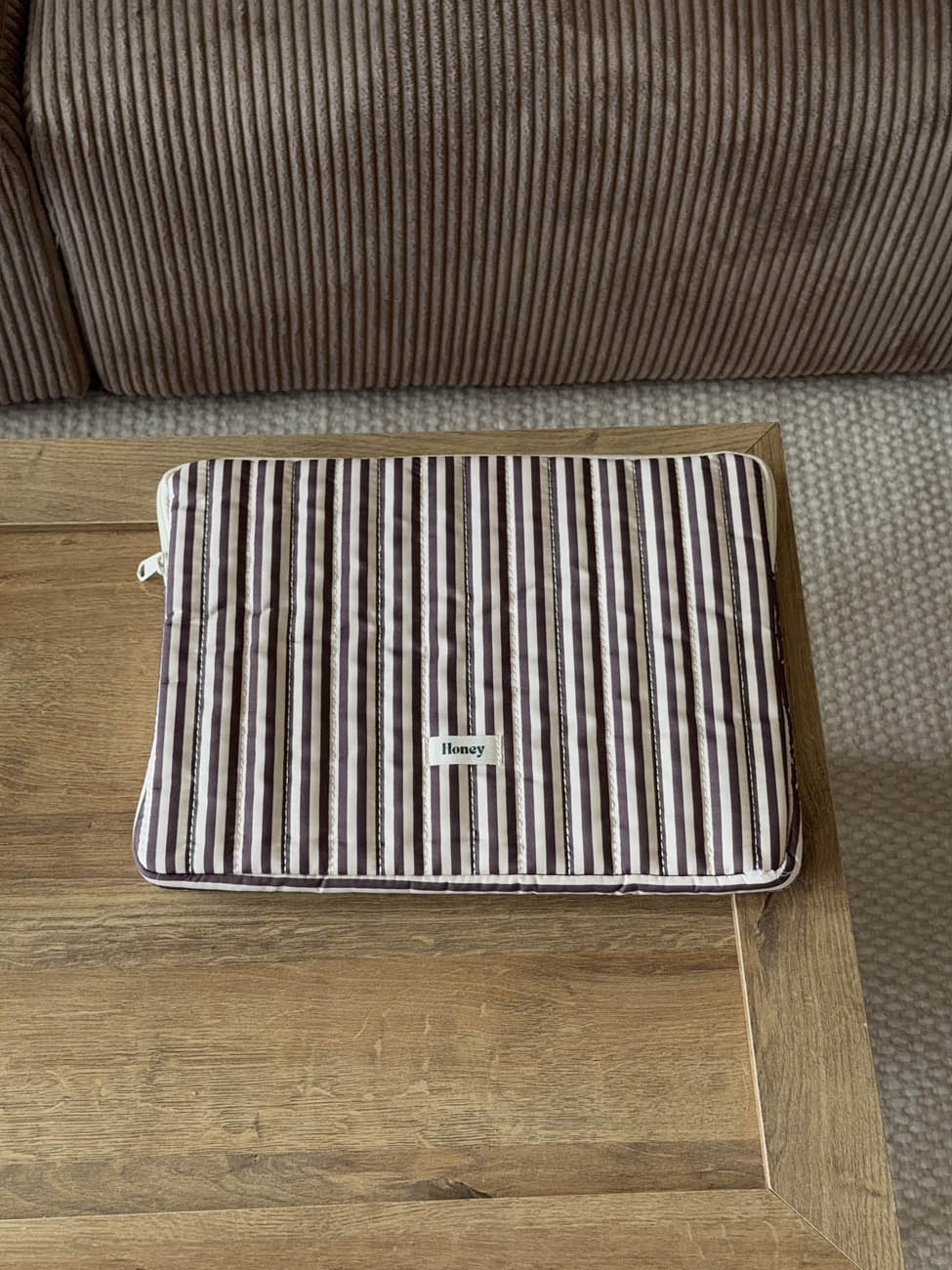 Honey computer sleeve with stripes - Beige/brown
