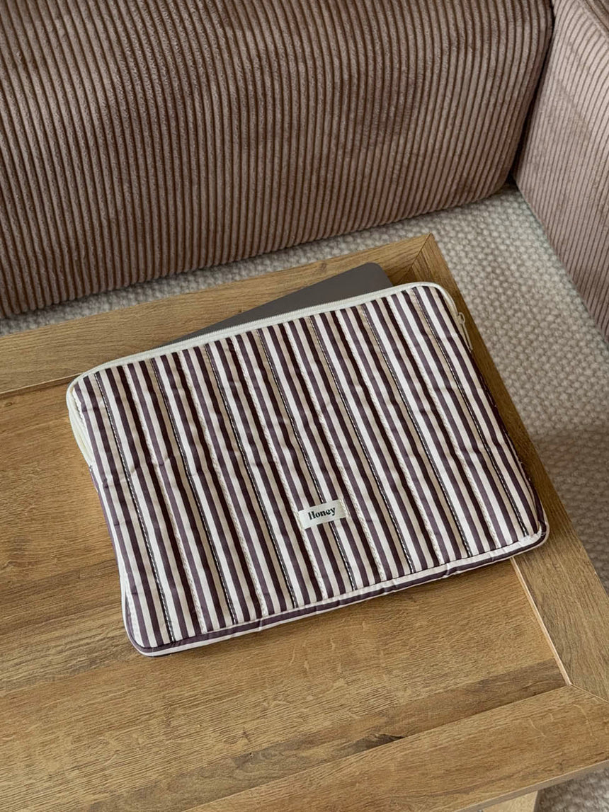 Honey computer sleeve with stripes - Beige/brown