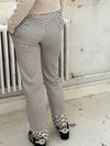 Lona low waist satin pants - Off-white/green